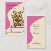 犬のトレーナートレーニングアクティブテリアピンク 名刺 (正面/裏面)