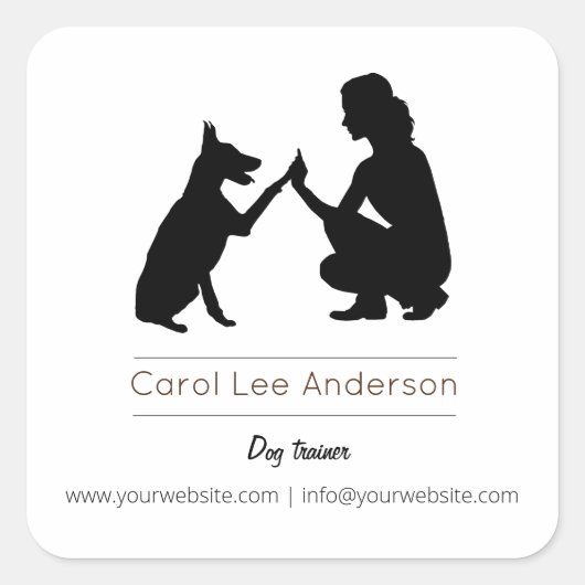 犬のトレーナー/犬のトレーニング スクエアシール (正面)