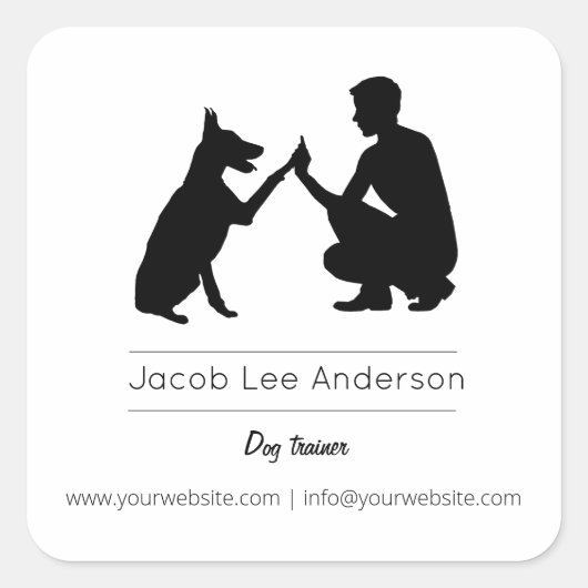 犬のトレーナー/犬のトレーニング スクエアシール (正面)