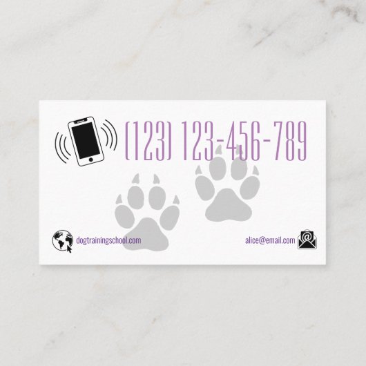 犬のトレーナー |犬の養成所 名刺 (裏面)