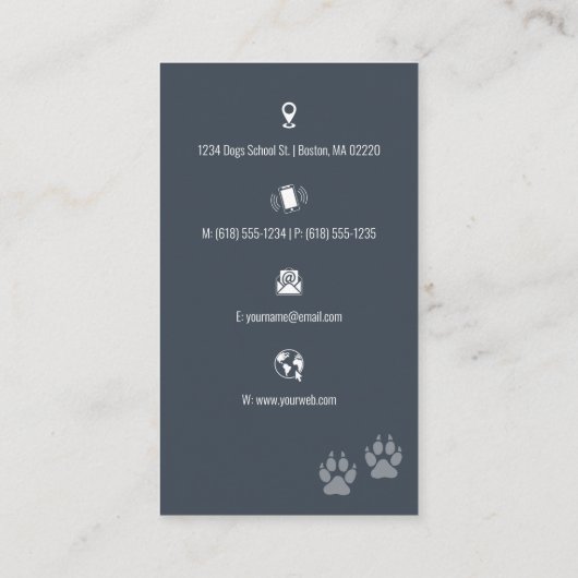 犬のトレーナー |犬の養成所 名刺 (裏面)