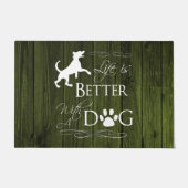 犬のドアマットで生活が良い – 緑 ドアマット (正面)