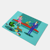 犬のドア・マットが付いているレトロのカップル ドアマット (アングル)