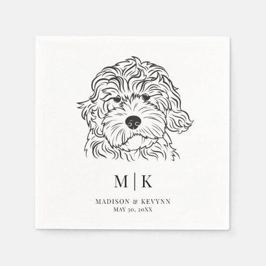 犬のナプキ結婚ンス スタンダードカクテルナプキン (正面)