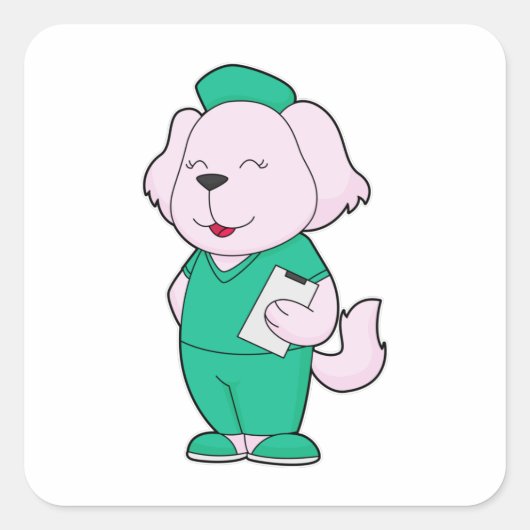 犬のナース スクエアシール (正面)
