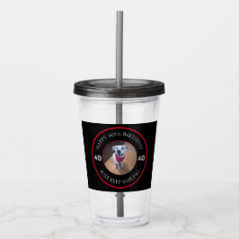 犬のニシン誕生日40黒と赤の写真 アクリルタンブラー