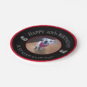 犬のニシン誕生日40黒と赤の写真 ペーパープレート (アングル)