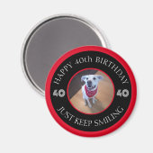 犬のニシン誕生日40黒と赤の写真 マグネット (正面/裏面)