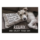 犬のハッピーバースデーの挨拶状のようにリラックスして下さい (正面横)