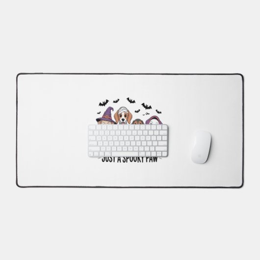 犬のハロウィンは手不気味だけで デスクマット (キーボード&マウス)