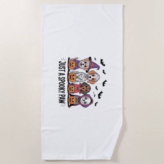 犬のハロウィンは手不気味だけで ビーチタオル (正面)