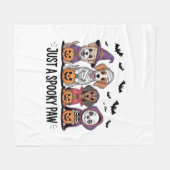 犬のハロウィンは手不気味だけで フリースブランケット (正面(横))