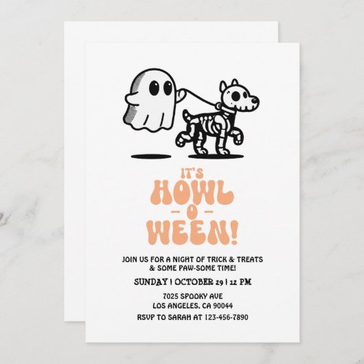 犬のハローウィンパーティ招待状犬の衣装パーティー 招待状 (正面/裏面)