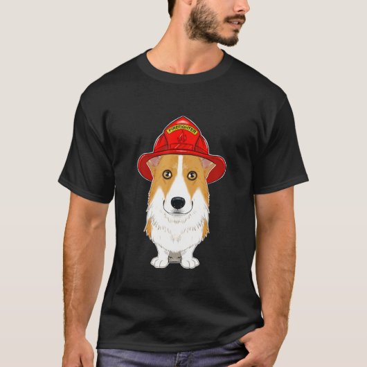 犬のハンドラーⅠ消防士犬Ⅰ消防士ウェルシュコーギ Tシャツ (正面)