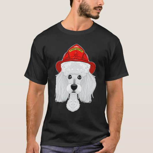 犬のハンドラーI消防士の犬I消防士のプードル Tシャツ (正面)