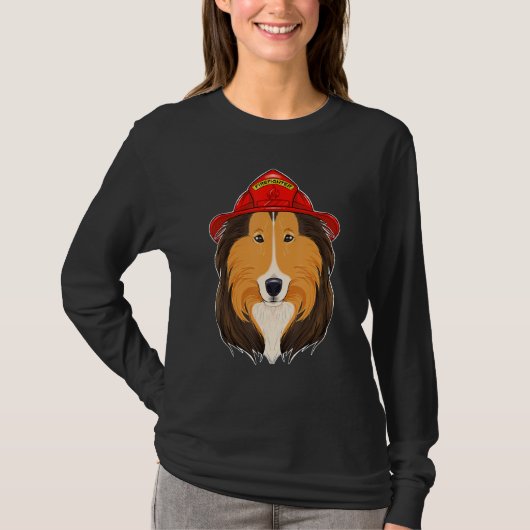 犬のハンドラーI消防士の犬I消防士コリー Tシャツ (正面)