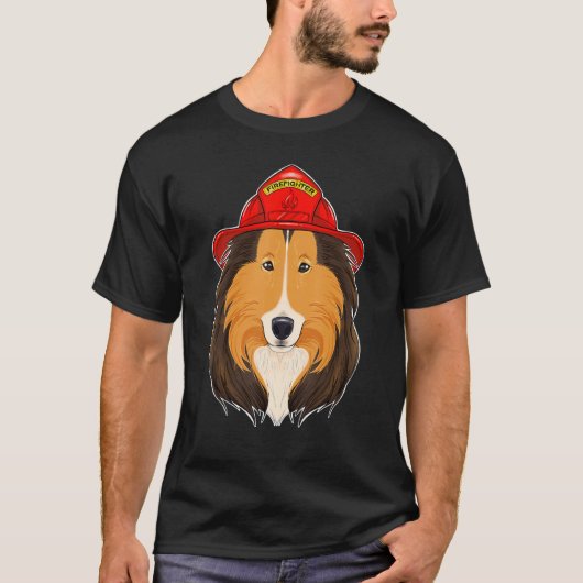 犬のハンドラーI消防士の犬I消防士コリー Tシャツ (正面)