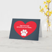 犬のハートとポープリント同情カード カード (黄色い花)