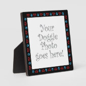 犬のハートは黒い縁どペットの写真を手に フォトプラーク (正面)