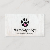 犬のハートポーペット座ってグルーミングサービス 名刺 (正面)