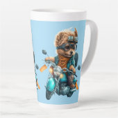 犬のバイクもしくは自転車に乗る人クール、かわいいヨークシャーのテリア犬のドライバ カフェラテマグ (右アングル)