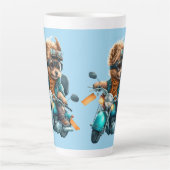 犬のバイクもしくは自転車に乗る人クール、かわいいヨークシャーのテリア犬のドライバ カフェラテマグ (正面)