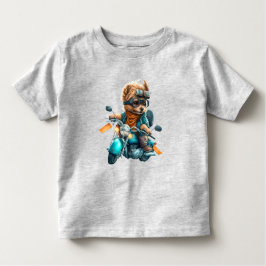 犬のバイクもしくは自転車に乗る人クール、かわいいヨークシャーのテリア犬のドライバ トドラーTシャツ