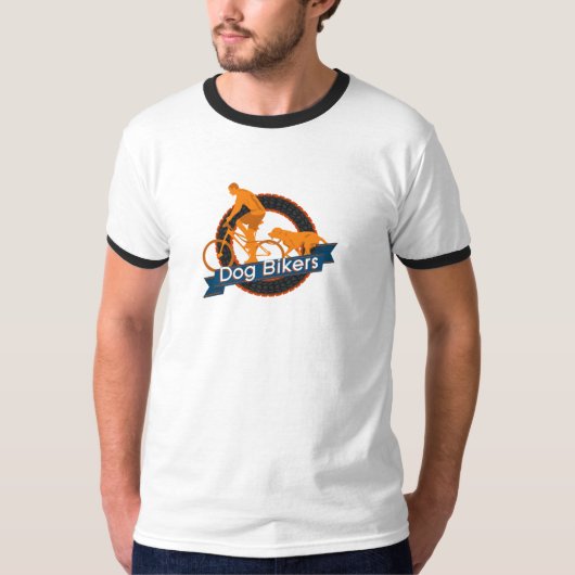 犬のバイクもしくは自転車に乗る人 Tシャツ (正面)