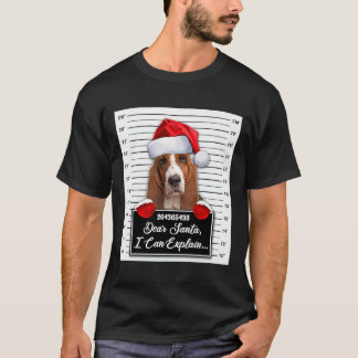 犬のバスセットホ親愛ンドSanta私はChを説明でおもしろいきる Tシャツ