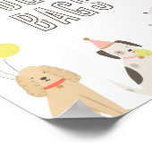 犬のバッグ子犬のパーティー誕生日ウィズサイン ポスター (角)