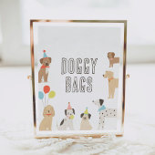 犬のバッグ子犬のパーティー誕生日ウィズサイン ポスター