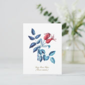 犬のバラお尻手描き水彩画 ポストカード (スタンド正面)