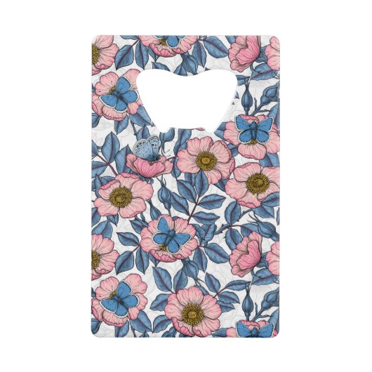 犬のバラと蝶 クレジットカード栓抜き (正面)