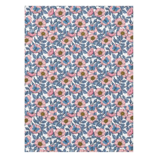 犬のバラと蝶 テーブルクロス (正面)