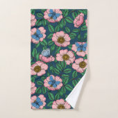 犬のバラと蝶 バスタオルセット (ハンドタオル)