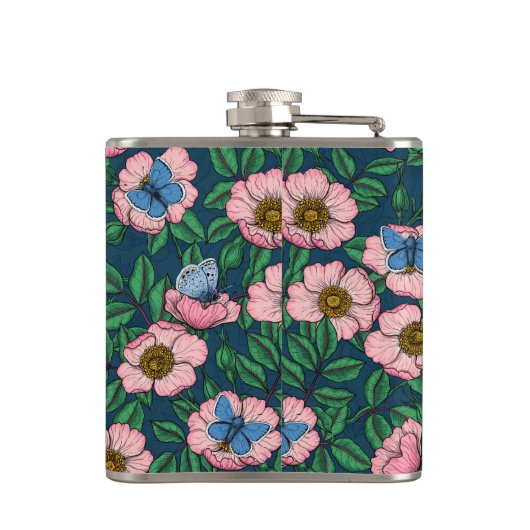 犬のバラと蝶 フラスク (裏面)