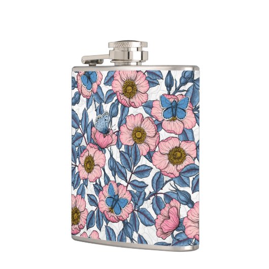 犬のバラと蝶 フラスク (左)