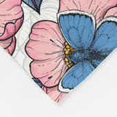 犬のバラと蝶 フリースブランケット (角)