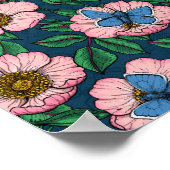 犬のバラと蝶 ポスター (角)