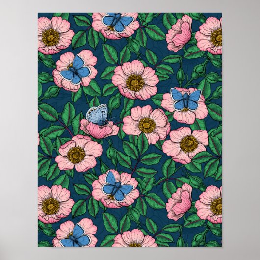 犬のバラと蝶 ポスター (正面)