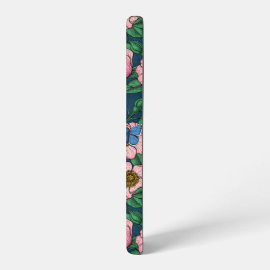 犬のバラと蝶 SAMSUNG GALAXYケース (左側面)