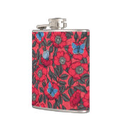 犬のバラと赤と青の蝶 フラスク (左)