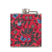 犬のバラと赤と青の蝶 フラスク (裏面)