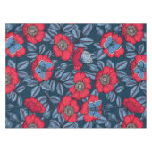 犬のバラと青と赤の蝶 テーブルクロス (正面(横))