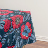 犬のバラと青と赤の蝶 テーブルクロス (インサイチュ)