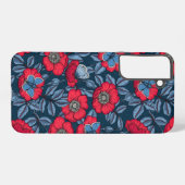 犬のバラと青と赤の蝶 SAMSUNG GALAXYケース (裏面横)