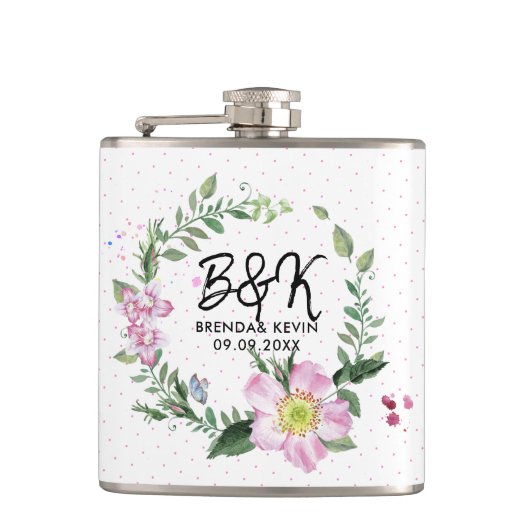 犬のバラウォーターカラーリース フラスク (正面)