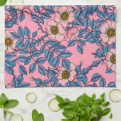 犬のバラパターン キッチンタオル (折り畳み)