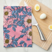 犬のバラパターン キッチンタオル (四つ折り)