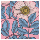 犬のバラパターン ファブリック (クローズアップ)